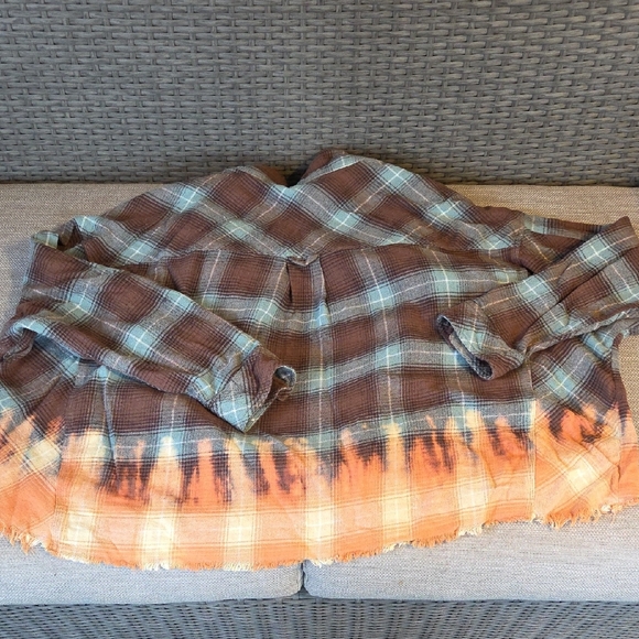 Women's Brown and Orange Plaid Shirt - Picture 5 of 5